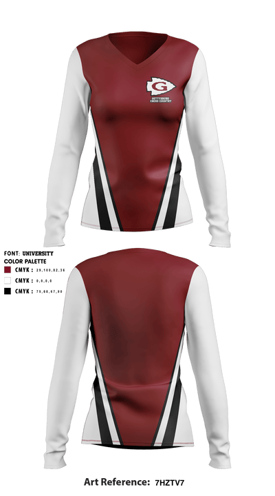 Gettysburg Area HS Cross Country 47898382 Women's Long Sleeve V-neck Shirt - 1