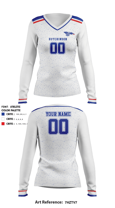 Hutchinson Community College Volleyball 47932057 Women's Long Sleeve V-neck Shirt - 2
