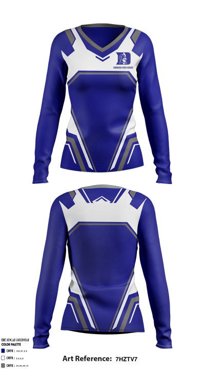 Peotone Blue Demon 18220602 Women's Long Sleeve V-neck Shirt - 1