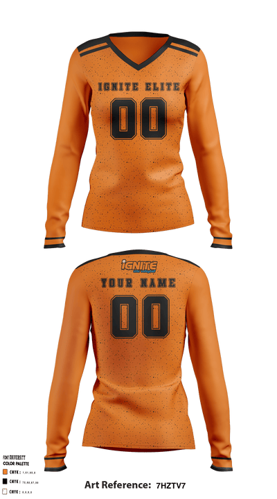 Ignite Elite Volleyball 93841620 Women's Long Sleeve V-neck Shirt - 1