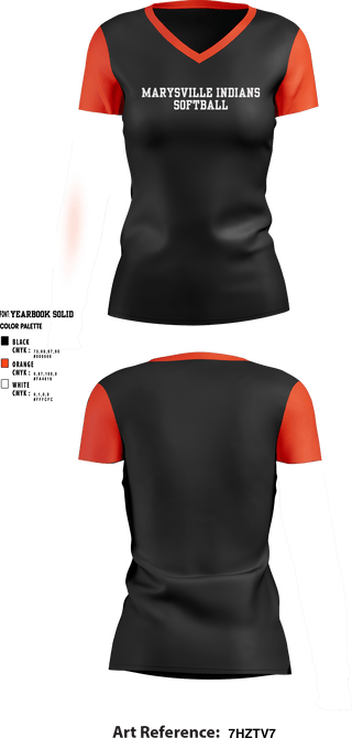 Women's Short Sleeve Vneck Shirt, Marysville indians, Softball, Teamtime, Team time, sublimation, custom sports apparel, team uniforms, spirit wear, spiritwear, sports uniforms, custom shirts, team store, custom team store, fundraiser sports, apparel fundraiser