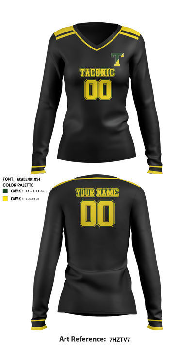 Taconic High School Volleyball 26091009 Women's Long Sleeve V-neck Shirt - 3