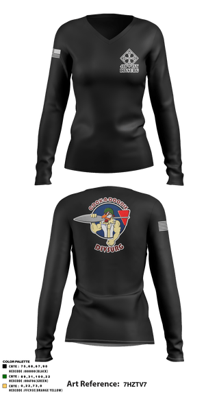 Women's Long Sleeve Vneck Shirt, DIVSURG, 4ID, Army, Teamtime, Team time, sublimation, custom sports apparel, team uniforms, spirit wear, spiritwear, sports uniforms, custom shirts, team store, custom team store, fundraiser sports, apparel fundraiser