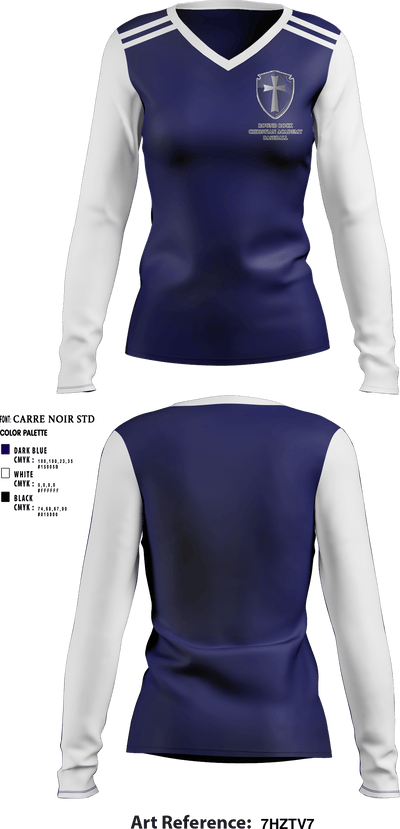 Round Rock Christian Academy Baseball 63729478 Women's Long Sleeve V-neck Shirt - 1