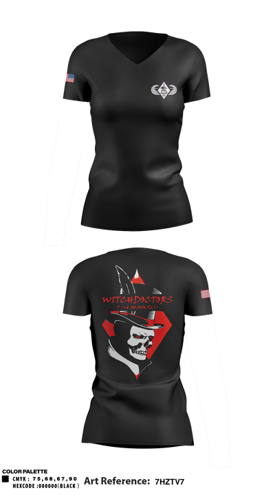 D co 6-101 AVN REGT 1442512 Women's Short Sleeve V-neck Shirt - 1