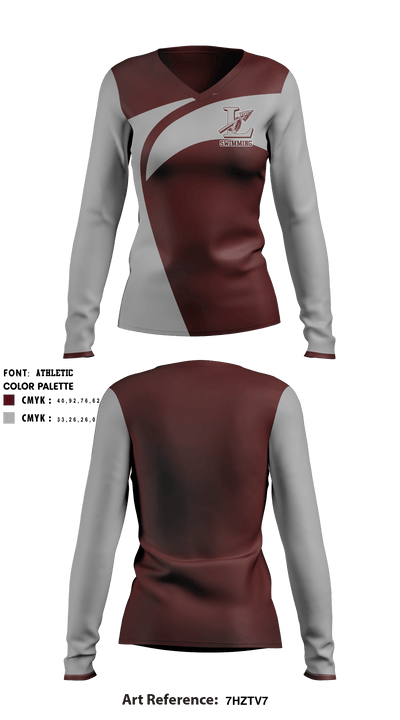 Lebanon High School Swimming 74214558 Women's Long Sleeve V-neck Shirt - 1