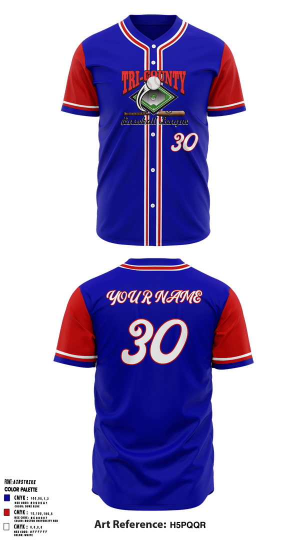 Full Button Baseball Jersey, Tri County Baseball-Bronco League, Baseball, Teamtime, Team time, sublimation, custom sports apparel, team uniforms, spirit wear, spiritwear, sports uniforms, custom shirts, team store, custom team store, fundraiser sports, apparel fundraiser