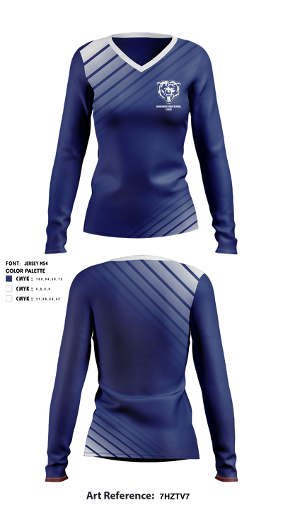 Barringer High School Cheer 59668460 Women's Long Sleeve V-neck Shirt - 1