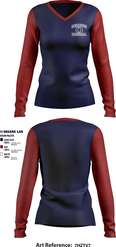 Oceanside Little League 16268052 Women's Long Sleeve V-neck Shirt - 1