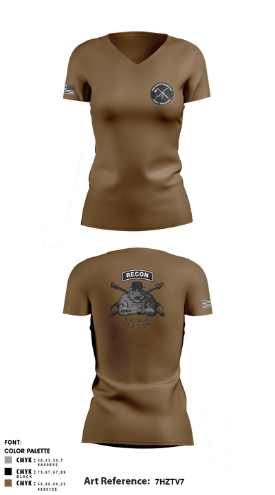 Savage Platoon, 2-7 CAV 41974847 Women's Short Sleeve V-neck Shirt - 3