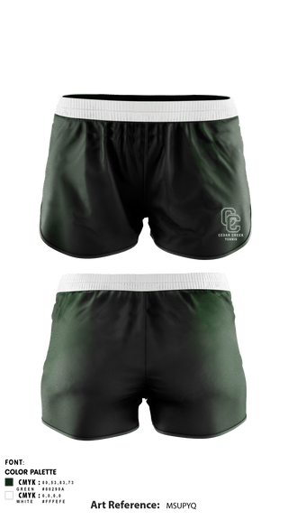 Women's Shorts, Cedar Creek School Tennis, Tennis, Teamtime, Team time, sublimation, custom sports apparel, team uniforms, spirit wear, spiritwear, sports uniforms, custom shirts, team store, custom team store, fundraiser sports, apparel fundraiser