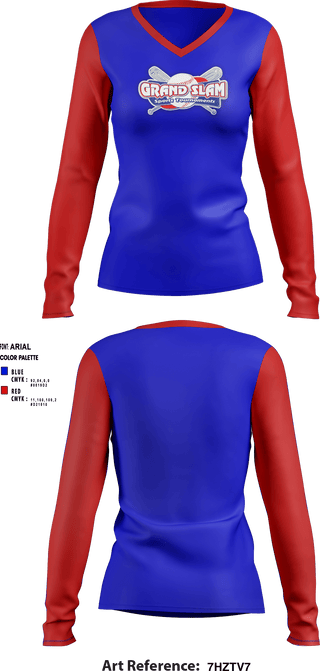 Women's Long Sleeve Vneck Shirt, Grand Slam Tournaments, Spirit Store, Teamtime, Team time, sublimation, custom sports apparel, team uniforms, spirit wear, spiritwear, sports uniforms, custom shirts, team store, custom team store, fundraiser sports, apparel fundraiser