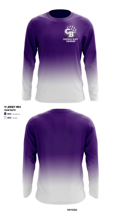 Cherokee Bluff High School Swimming 74929241 Long Sleeve Performance Shirt - 1