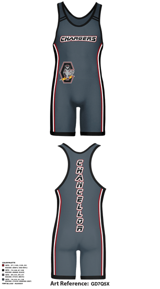 Wrestling Singlet, Chancellor Chargers, Wrestling, Teamtime, Team time, sublimation, custom sports apparel, team uniforms, spirit wear, spiritwear, sports uniforms, custom shirts, team store, custom team store, fundraiser sports, apparel fundraiser