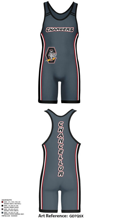 Chancellor Chargers 8081772 Wrestling Singlet - 3