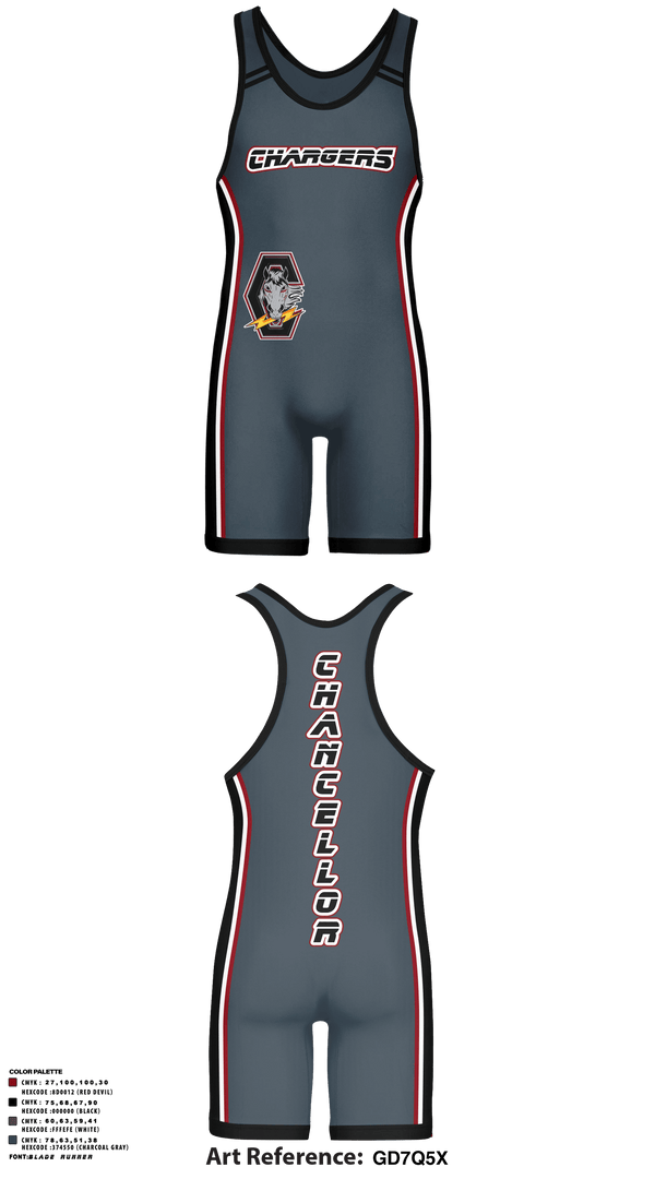 Wrestling Singlet, Chancellor Chargers, Wrestling, Teamtime, Team time, sublimation, custom sports apparel, team uniforms, spirit wear, spiritwear, sports uniforms, custom shirts, team store, custom team store, fundraiser sports, apparel fundraiser
