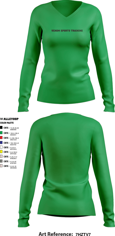 Venom Sports Training 59845358 Women's Long Sleeve V-neck Shirt - 2