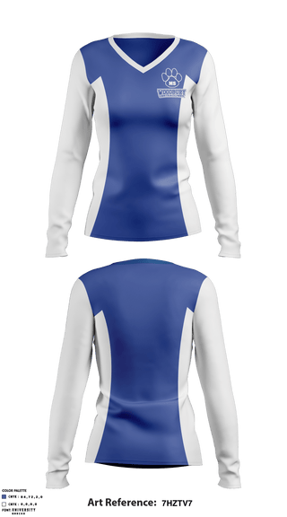 Women's Long Sleeve Vneck Shirt, Woodbury Central Middle School Cheer, School Spirit Store, Teamtime, Team time, sublimation, custom sports apparel, team uniforms, spirit wear, spiritwear, sports uniforms, custom shirts, team store, custom team store, fundraiser sports, apparel fundraiser