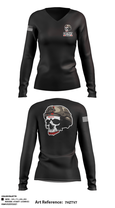 Combat Company 68423485 Women's Long Sleeve V-neck Shirt - 1