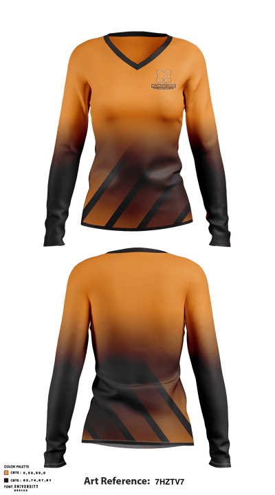 Montville High School Soccer 29690346 Women's Long Sleeve V-neck Shirt - 1