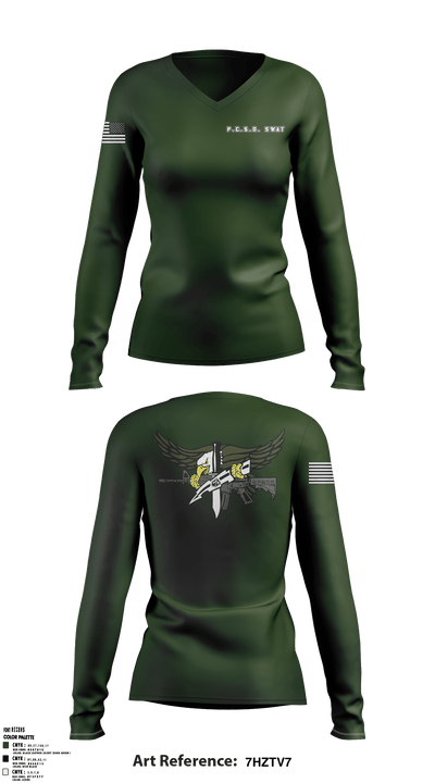 P.C.S.O. SWAT 73227294 Women's Long Sleeve V-neck Shirt - 2