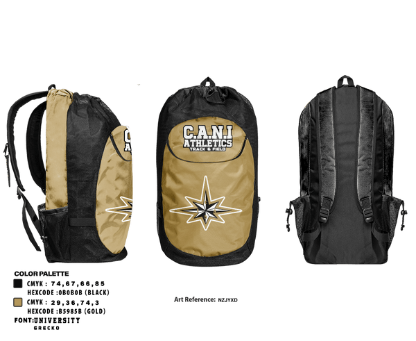 Gear Bag, C.A.N.I Athletics Track & Field, Track & Field, Teamtime, Team time, sublimation, custom sports apparel, team uniforms, spirit wear, spiritwear, sports uniforms, custom shirts, team store, custom team store, fundraiser sports, apparel fundraiser
