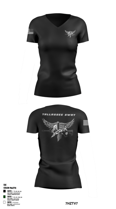 Tallassee SWAT 88862930 Women's Short Sleeve V-neck Shirt - 2