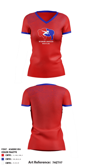 Women's Short Sleeve Vneck Shirt, Wyoming Amateur Wrestling Association, Wrestling, Teamtime, Team time, sublimation, custom sports apparel, team uniforms, spirit wear, spiritwear, sports uniforms, custom shirts, team store, custom team store, fundraiser sports, apparel fundraiser