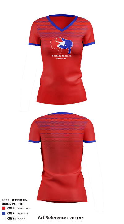 Wyoming Amateur Wrestling Association 77403720 Women's Short Sleeve V-neck Shirt - 1