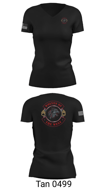 Wolves of the west 83450229 Women's Short Sleeve V-neck Shirt - 23